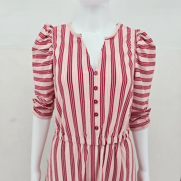 Matilda Jane Womens McIntosh Striped Midi Dress Pink Multicolor Cotton XS New - Picture 4 of 8